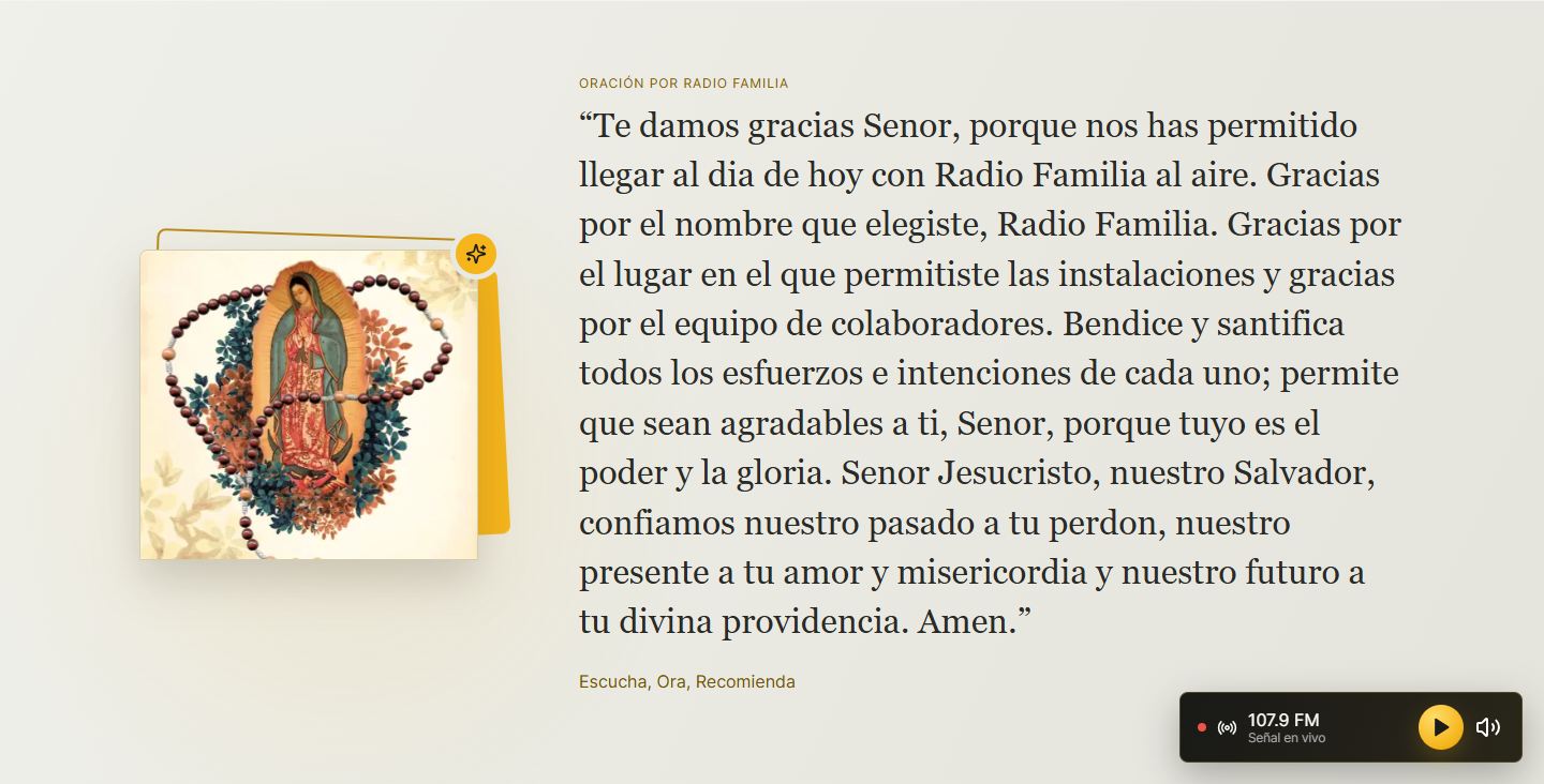 Contenido de oración y Misa de RadioFamilia Web